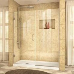 DreamLine SHDR-245857210-04 Unidoor Plus 58.5 To 59 In. X 72 In. Frameless Hinged Shower Door In Brushed Nickel