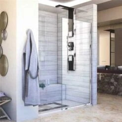 DreamLine SHDR-3234721-01 Linea 34 In. X 72 In. Semi-Frameless Fixed Shower Door Without Handle In Chrome