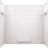 Swan TI-5-010 32 In. X 60 In. X 59.6 In. Square Tile Easy Up Adhesive Alcove Tub Surround In White -Hardware Furniture 2475669 usn