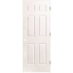 Masonite 30 X 80 RH 6-PNL PH 30 In. X 80 In. Textured 6-Panel Primed White Right Handed Hollow Core Composite Single Prehung Interior Door