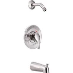 Cleveland Faucet Group T42311NH Baystone Lever 1-Handle Wall Mount Tub Shower Trim Kit In Chrome Valve And Showerhead Not Included