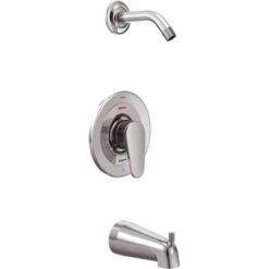 Cleveland Faucet Group T46301NH Edgestone Lever 1-Handle Wall Mount Tub Shower Trim Kit In Chrome Valve And Showerhead Not Included
