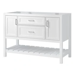 Foremost LSWV4822D Lawson Series Vanity Cabinet, 48 In W Cabinet, 21-1/2 In D Cabinet, 34 In H Cabinet, Wood, White