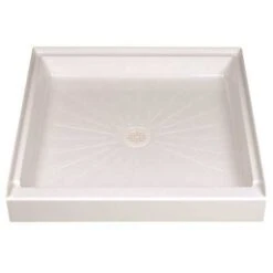 DURABASE 3636M Shower Base, 36 In L, 36 In W, 5-1/2 In H, Fiberglass, White