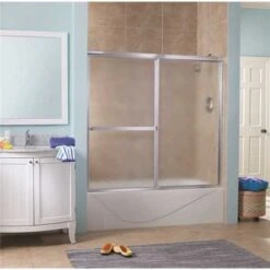 Foremost LKST6055-OB-SV Lakeside 56 In. - 60 In. W X 58 In. H Framed Bypass Shower Door In Silver And Obscure Glass Without Handle