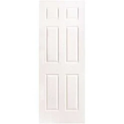 Masonite 38680 30 In. X 80 In. 6-Panel Left-Handed Solid-Core Textured Primed Composite Single Prehung Interior Door
