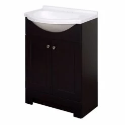 Zenna Home SEC24CH 2-Door Euro Shaker Vanity With Top, Wood, Espresso, Cultured Marble Sink, White Sink
