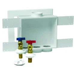 Oatey 38529/38934 Quadtro 38529 Washing Machine Outlet Box, 1/2 In Connection, Brass/Polystyrene, Brown