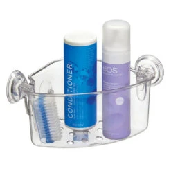 IDesign 52720 Shower Basket Power Lock Clear Plastic Clear