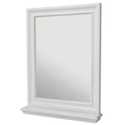 CRAFT + MAIN CHWM2430 Cherie Series Framed Mirror, Rectangular, 24 In W, 30 In H, Wood Frame, White Frame, Wall Mounting