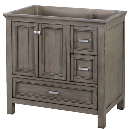 Foremost BAGV3622D Brantley Series Vanity, Wood, Distressed Gray, 2-Cabinet Door, 3-Drawer 3 Foremost BAGV3622D Brantley Series Vanity, Wood, Distressed Gray, 2-Cabinet Door, 3-Drawer
