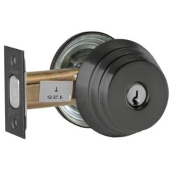 Arrow E63 BSP CS Grade 2 Cylinder Only Deadlock, Conventional Cylinder, Black Suede Powder Coat Finish, Schlage C Keyway, Field Reversible Black Suede Powder Coat
