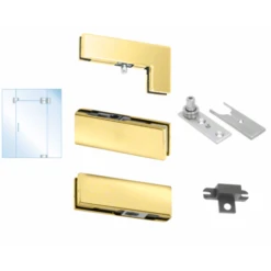CRL PHE5BR Polished Brass European Patch Door Kit For Use With Fixed Transom And Two Sidelites - Without Lock