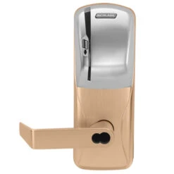 Schlage Electronics CO200CY40MSRHO612JRH Electric Cylindrical Lock Satin Bronze Clear Coated